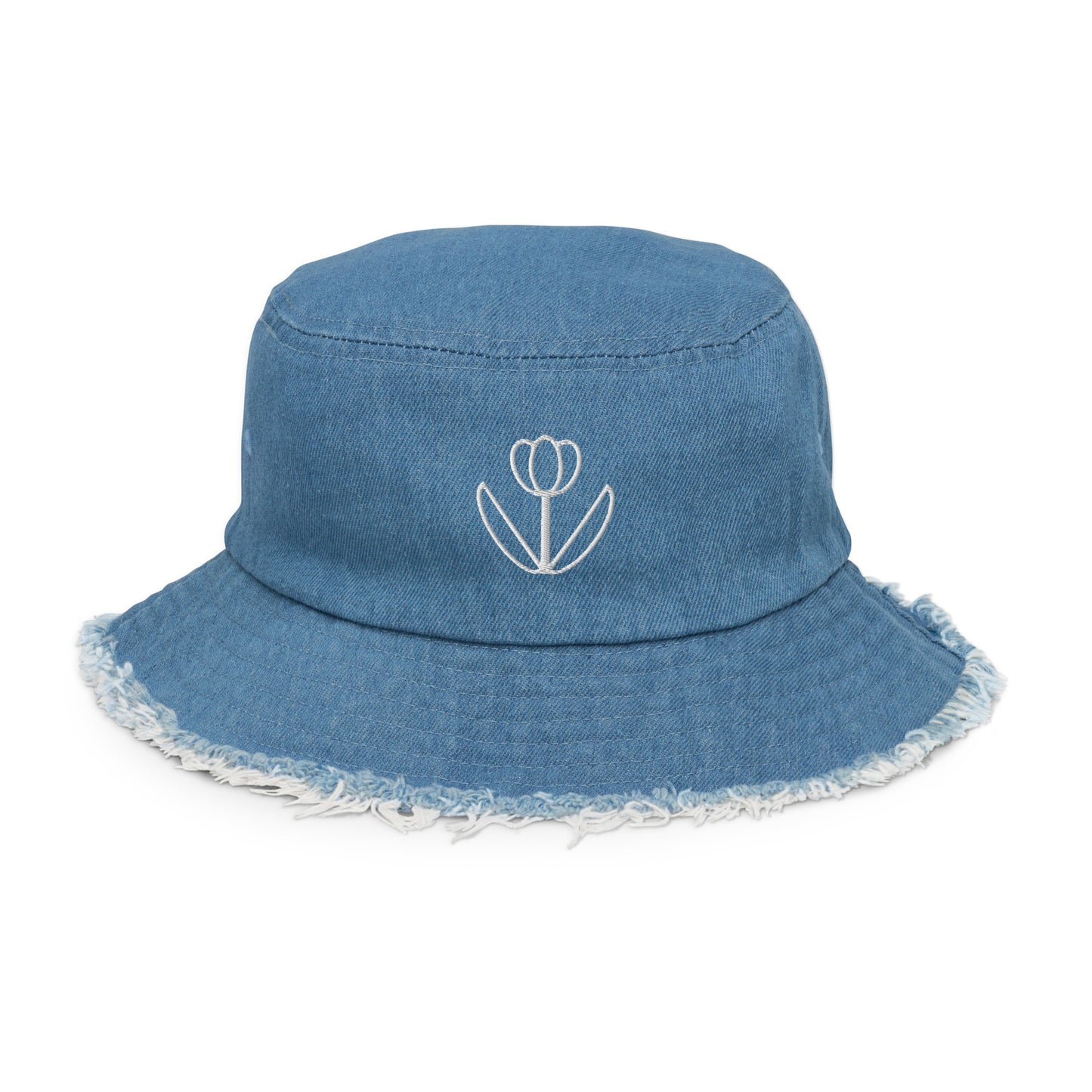 Maria’s Tulips-Distressed Denim Bucket Hat