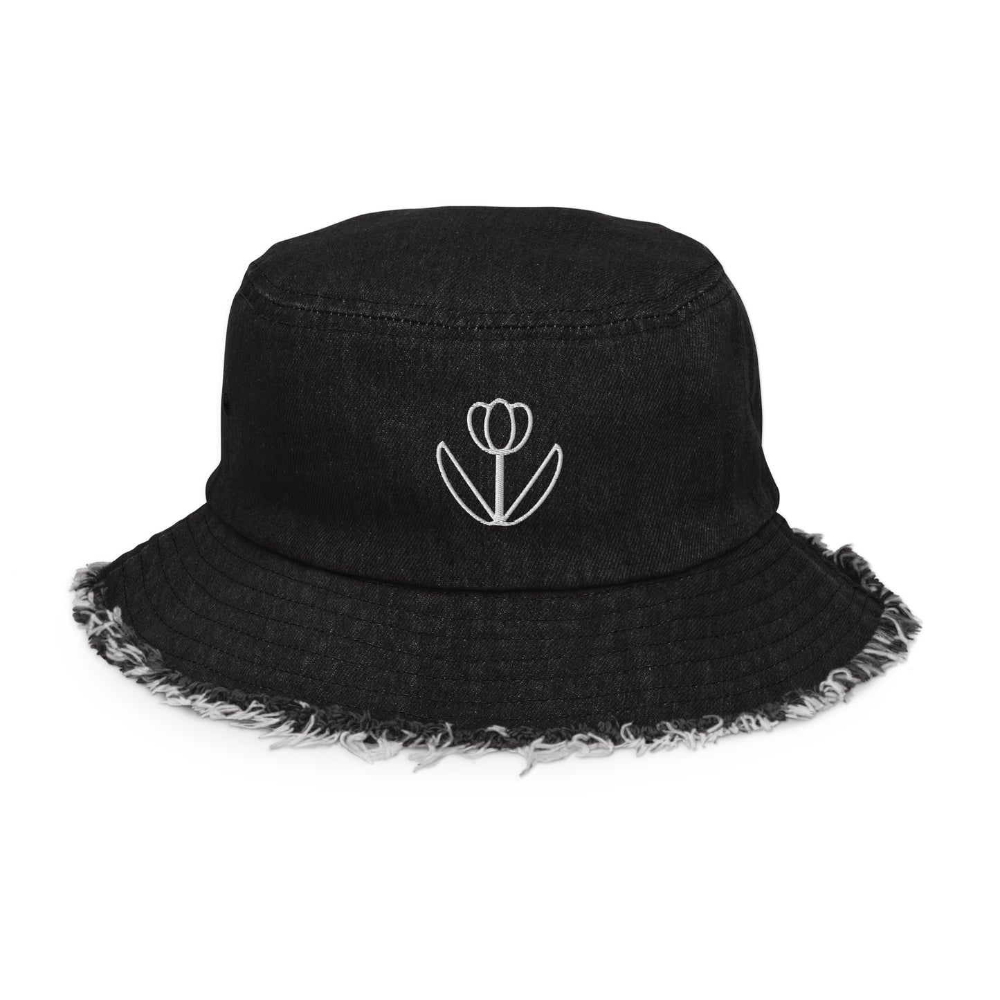 Maria’s Tulips-Distressed Denim Bucket Hat