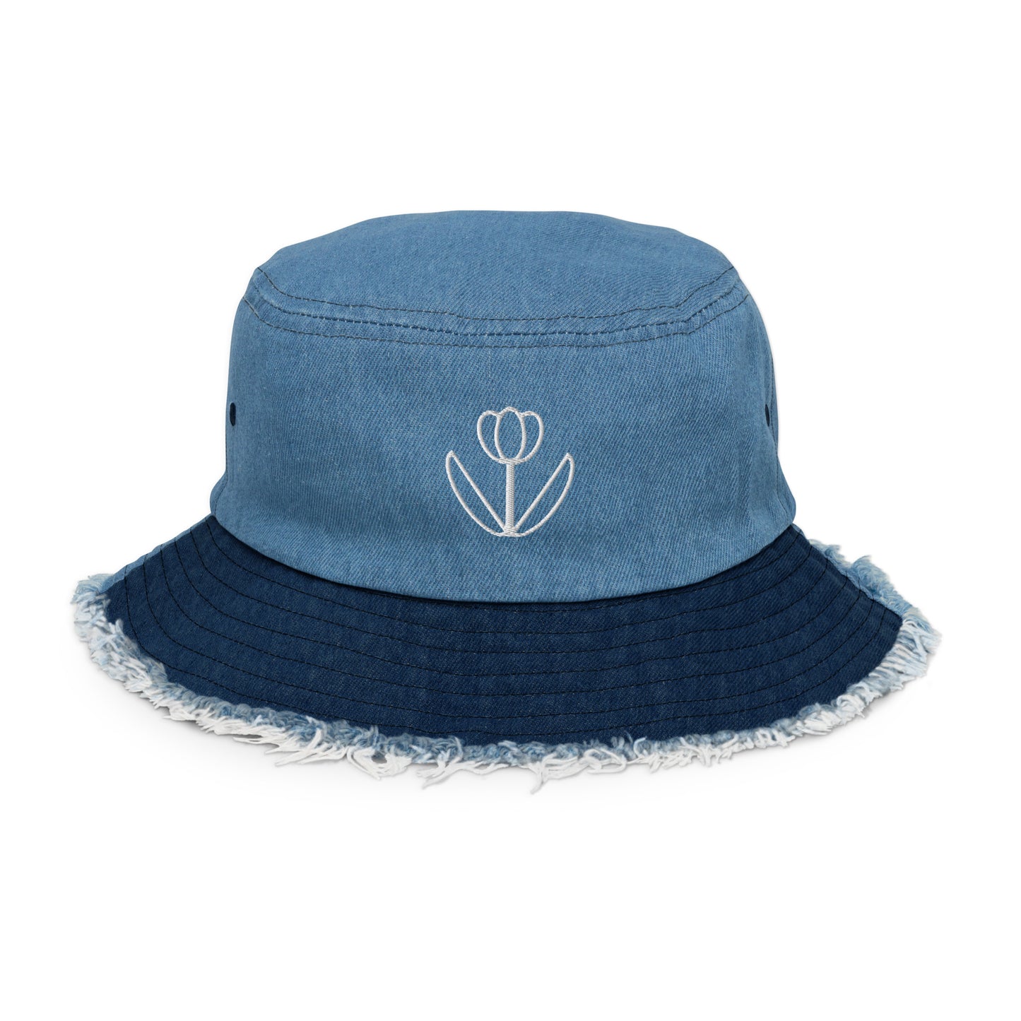 Maria’s Tulips-Distressed Denim Bucket Hat